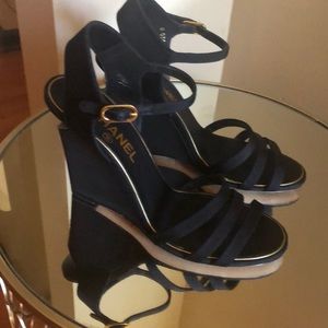 Chanel Classic strapping wedge heels